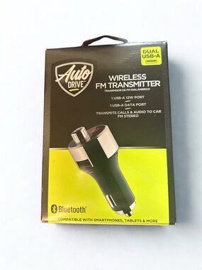 Auto Drive Black Wireless FM Transmitter with Dual USB